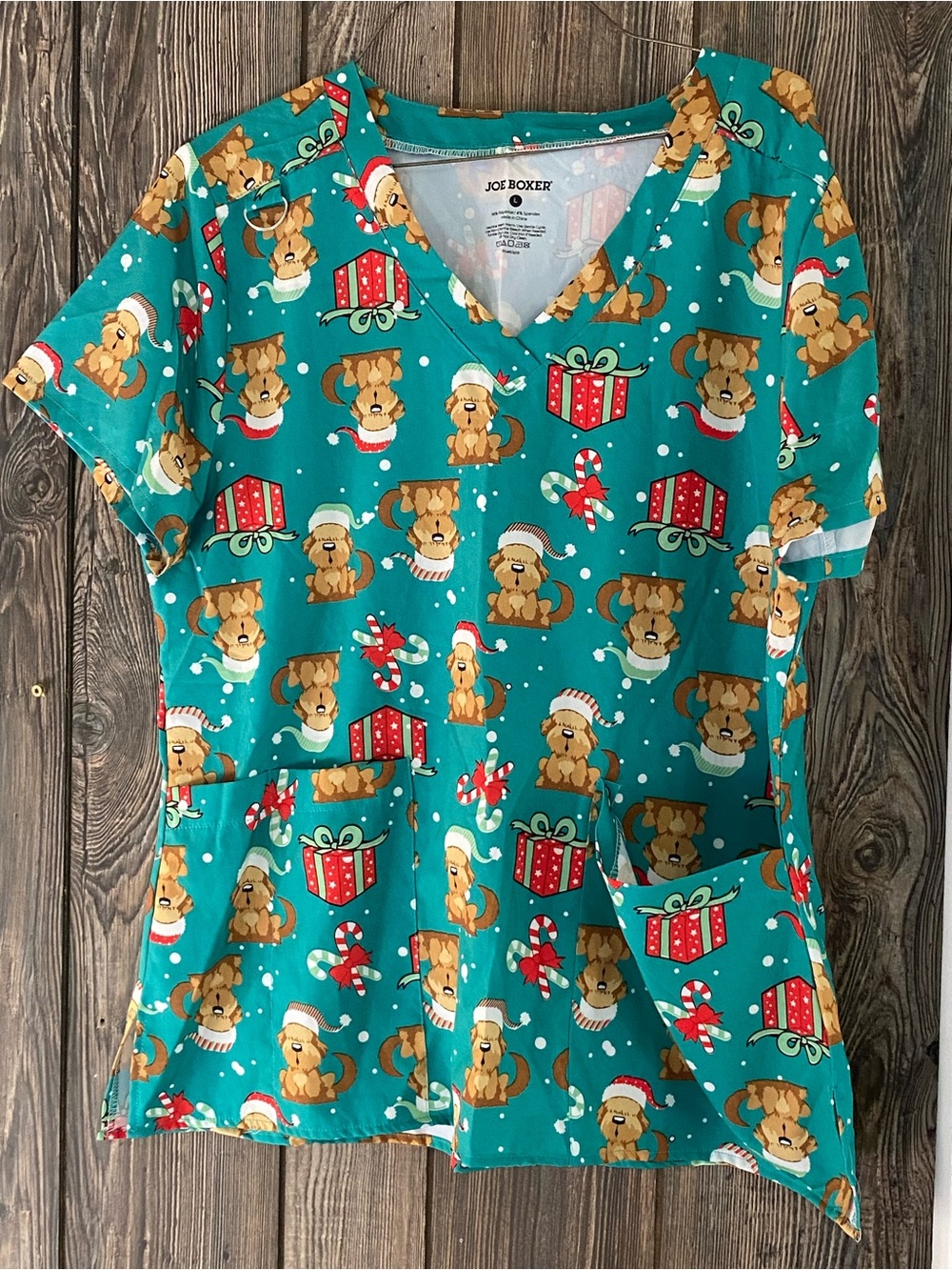 Joe Boxer Teal Holiday Scrub Top